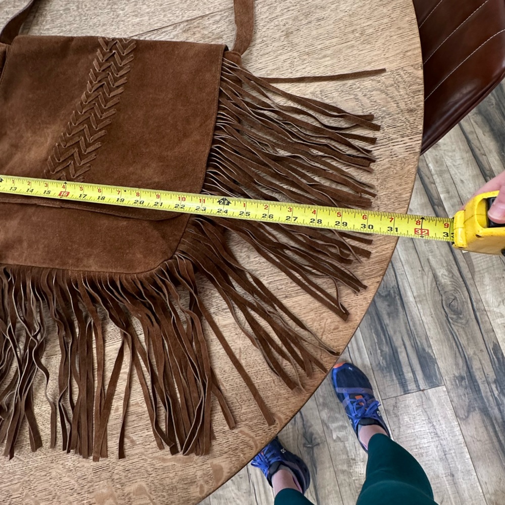 Anthropologie RAJ raj Suede Fringe Crossbody Cross Body Boho Messenger Bag - Picture 15 of 16